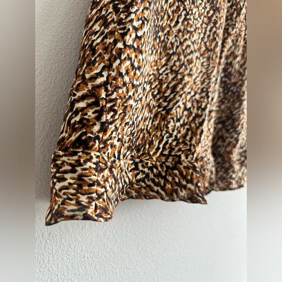 Vintage Alfani Petite 100% Silk Midi Skirt – Brown Abstract Print – Size 10P - Picture 4 of 6